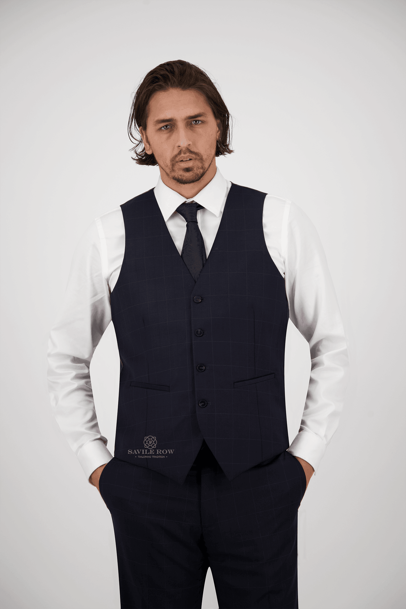 FW7 - Saul Waist Coat - Navy - Harrys for Menswear