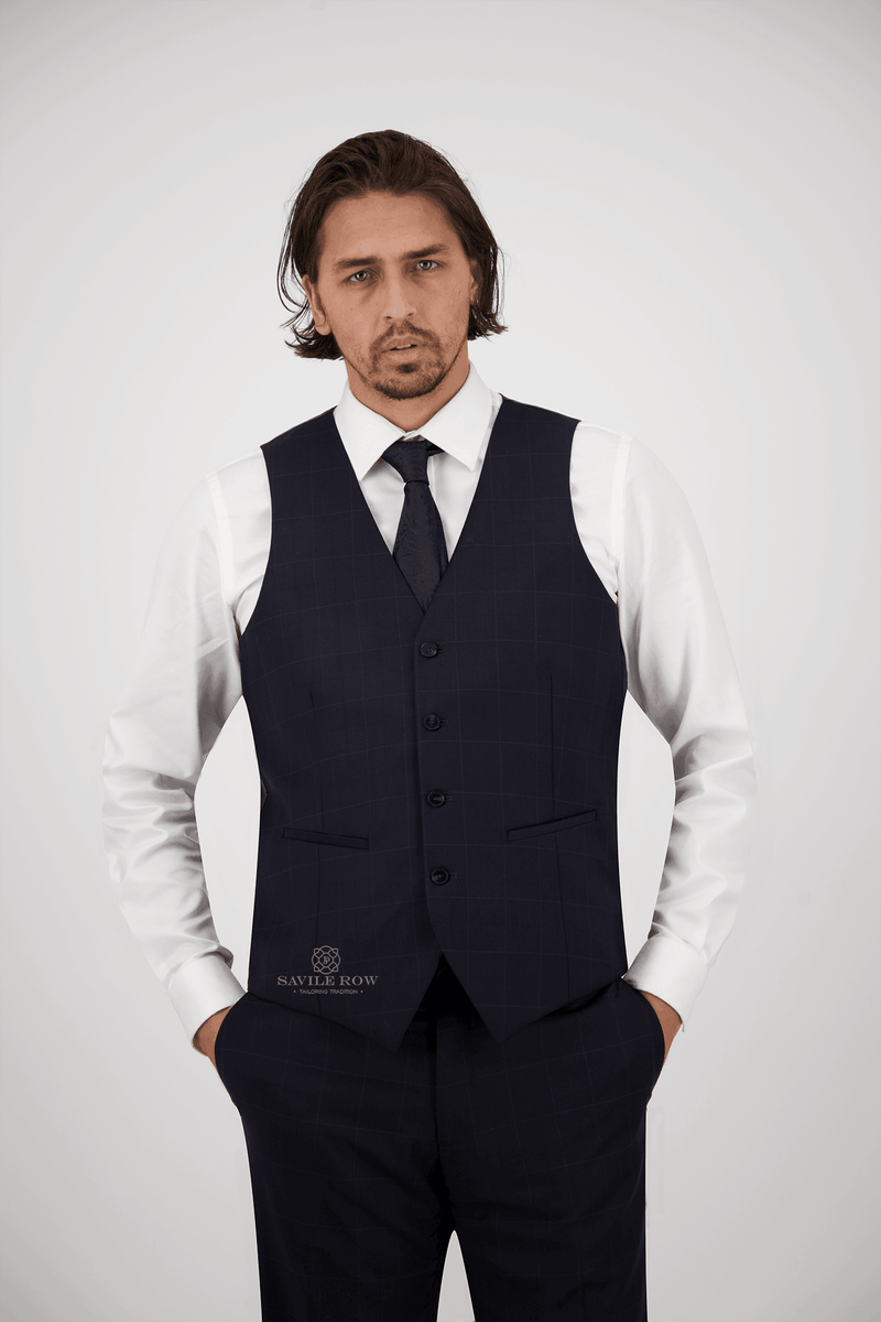 FW7 - Saul Waist Coat - Navy - Harrys for Menswear