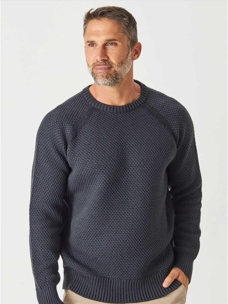 Merino Moss Stitch Crew - 2175Mo - Harrys for Menswear