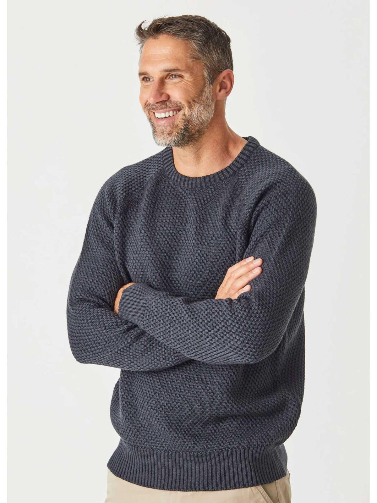 Merino Moss Stitch Crew - 2175Mo - Harrys for Menswear