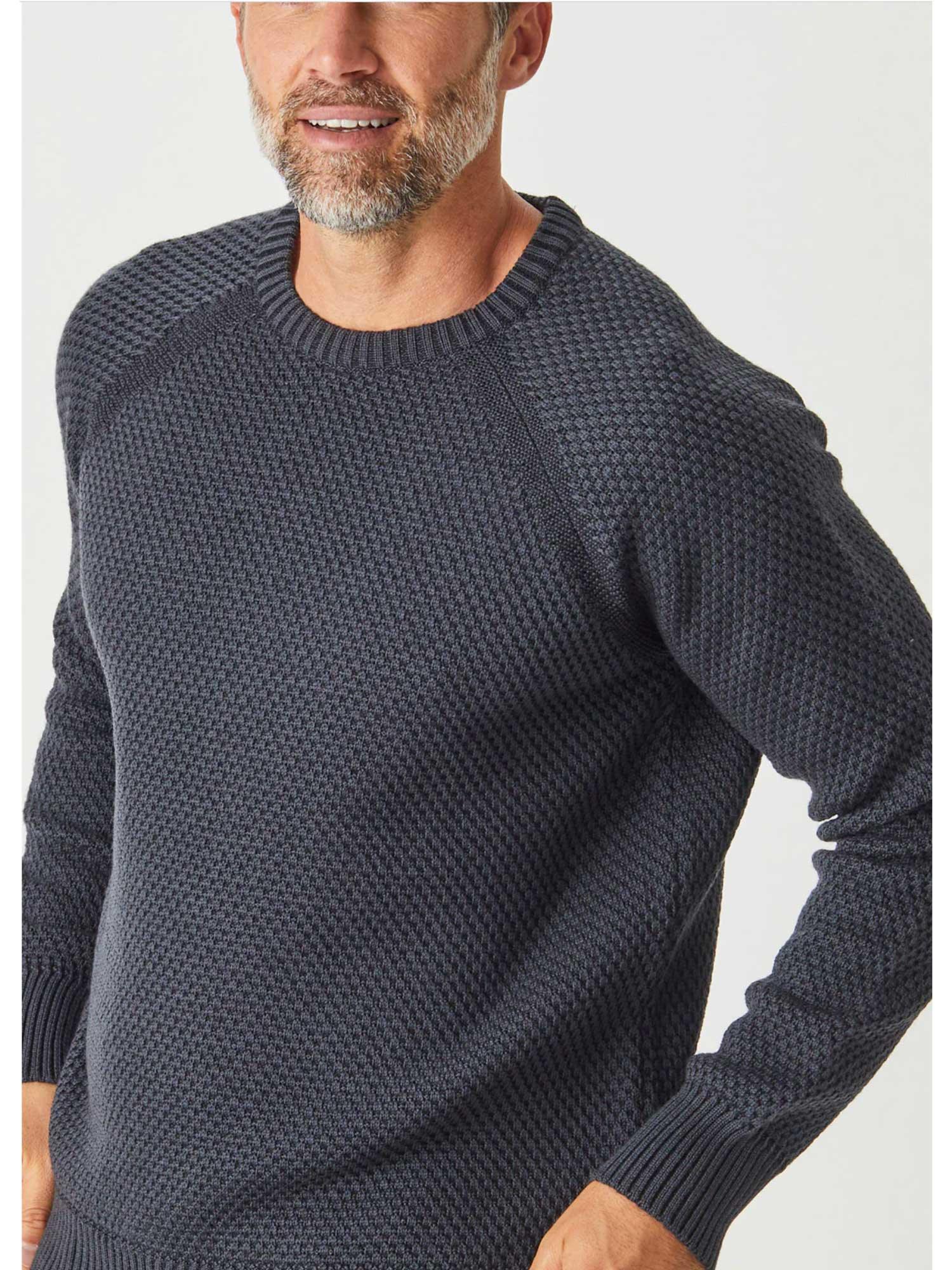 Merino Moss Stitch Crew - 2175Mo - Harrys for Menswear