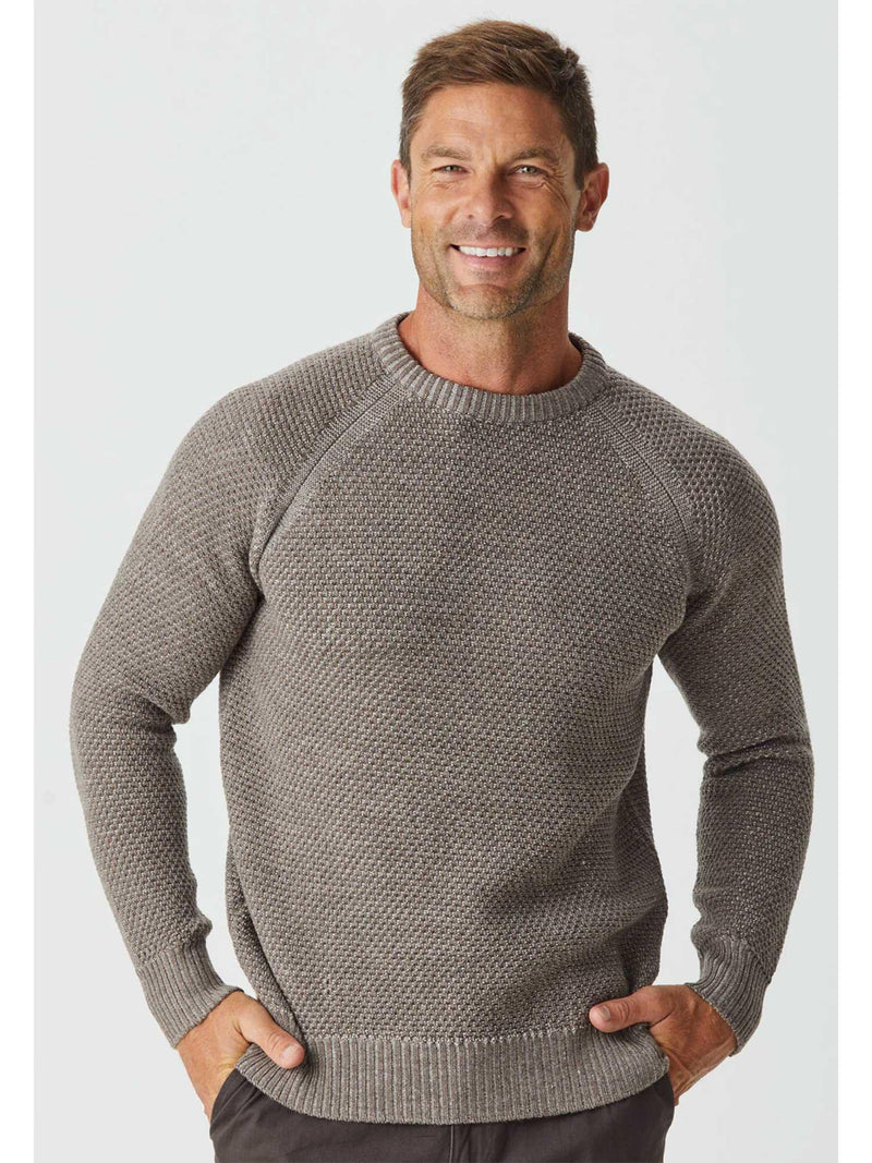 Merino Moss Stitch Crew - 2175Mo - Harrys for Menswear