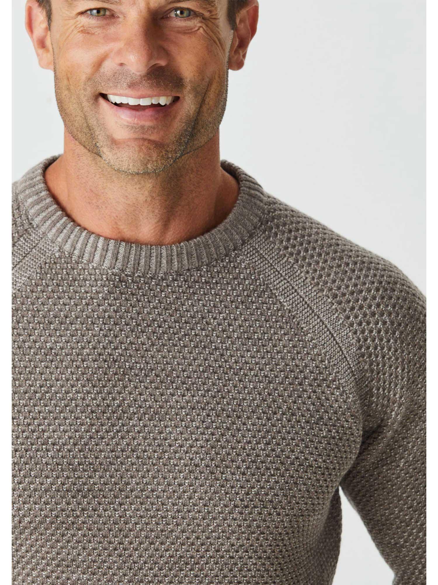 Merino Moss Stitch Crew - 2175Mo - Harrys for Menswear