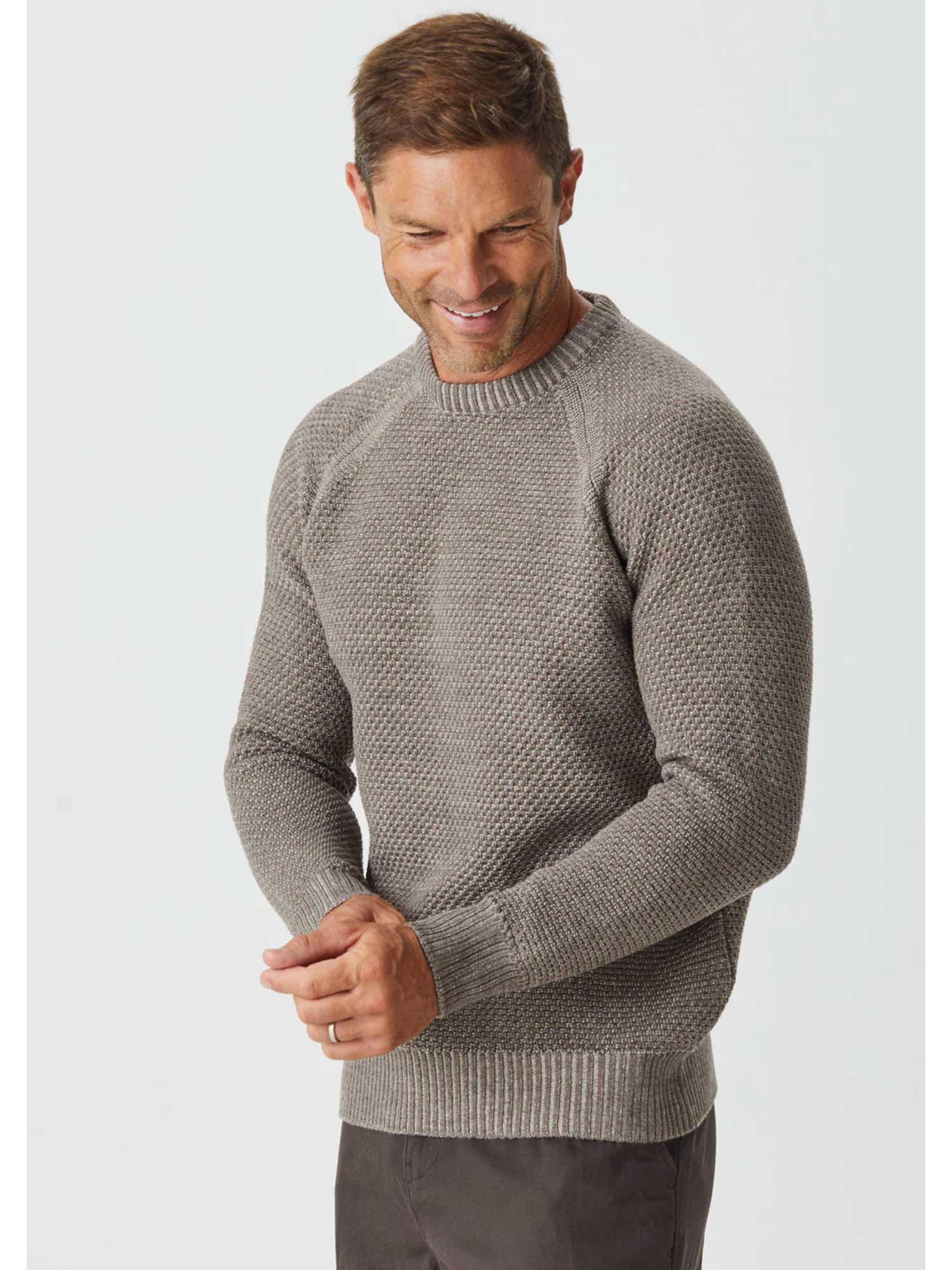 Merino Moss Stitch Crew - 2175Mo - Harrys for Menswear