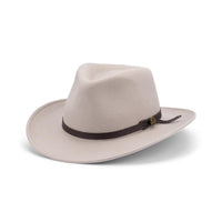 CRAIG – CRUSHABLE WOOL FELT OUTBACK w FAUX LEATHER & SNOWY RIVER PIN - Harrys for Menswear