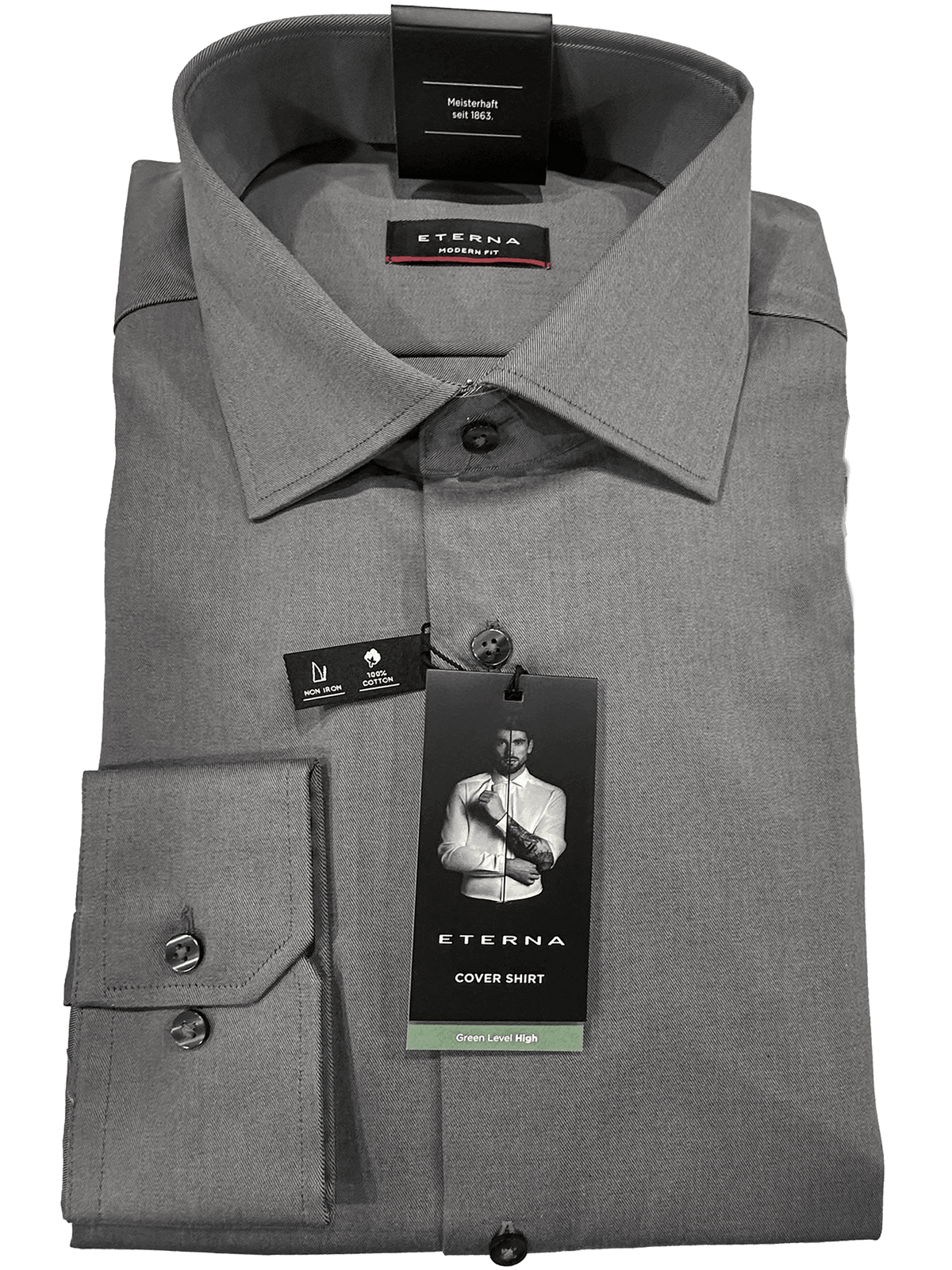 8817/35 Dark - Grey Business L/S Modern Fit Shirt - Harrys for Menswear