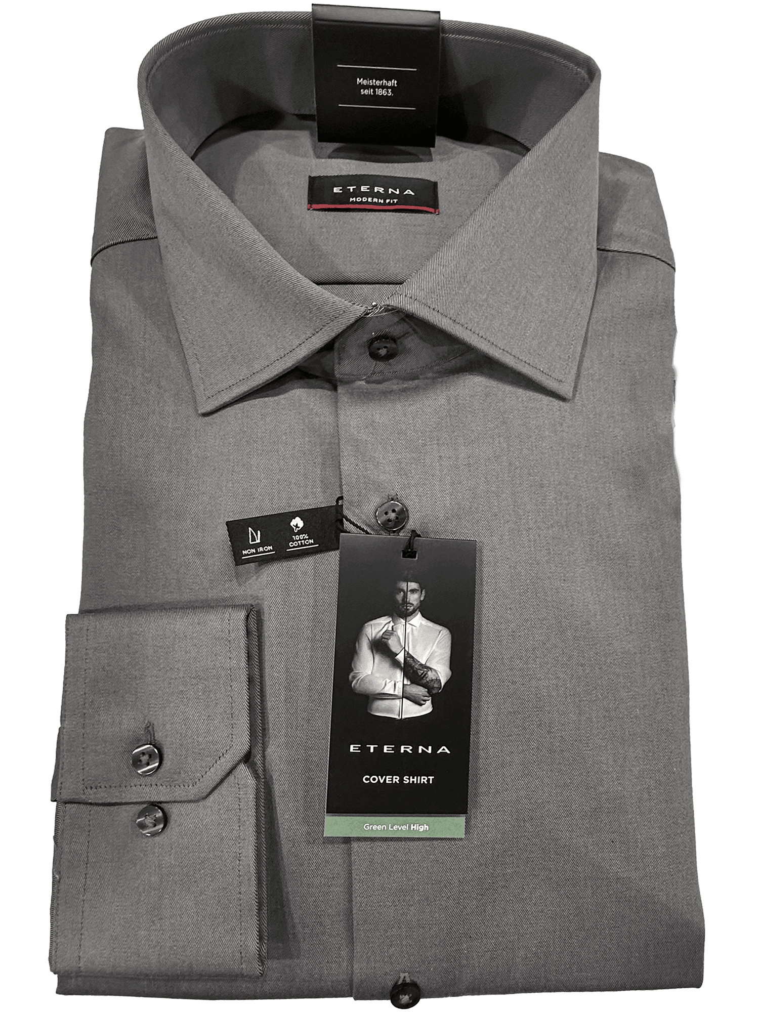 8817/35 Dark - Grey Business L/S Modern Fit Shirt - Harrys for Menswear