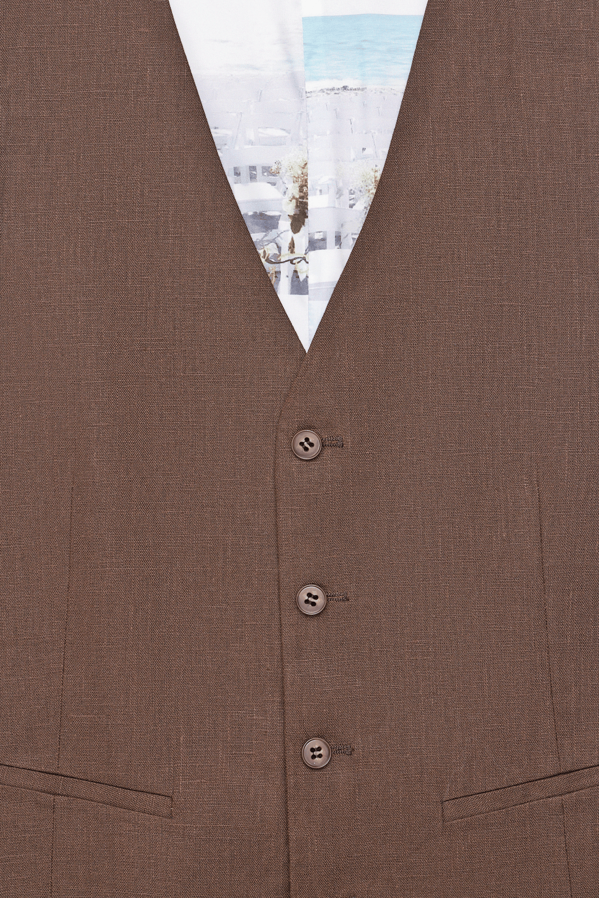 SL8 - Brown Linen Waistcoat - Harrys for Menswear