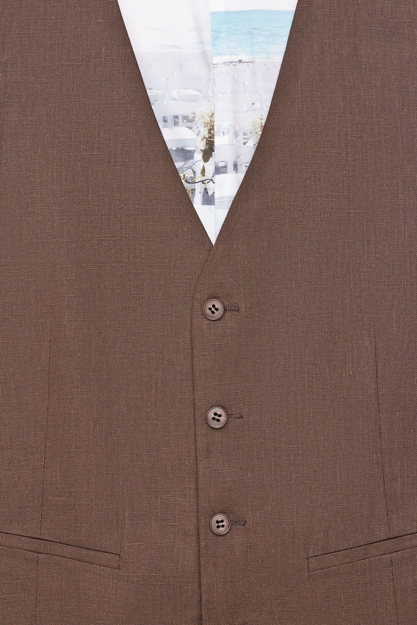 SL8 - Brown Linen Waistcoat - Harrys for Menswear