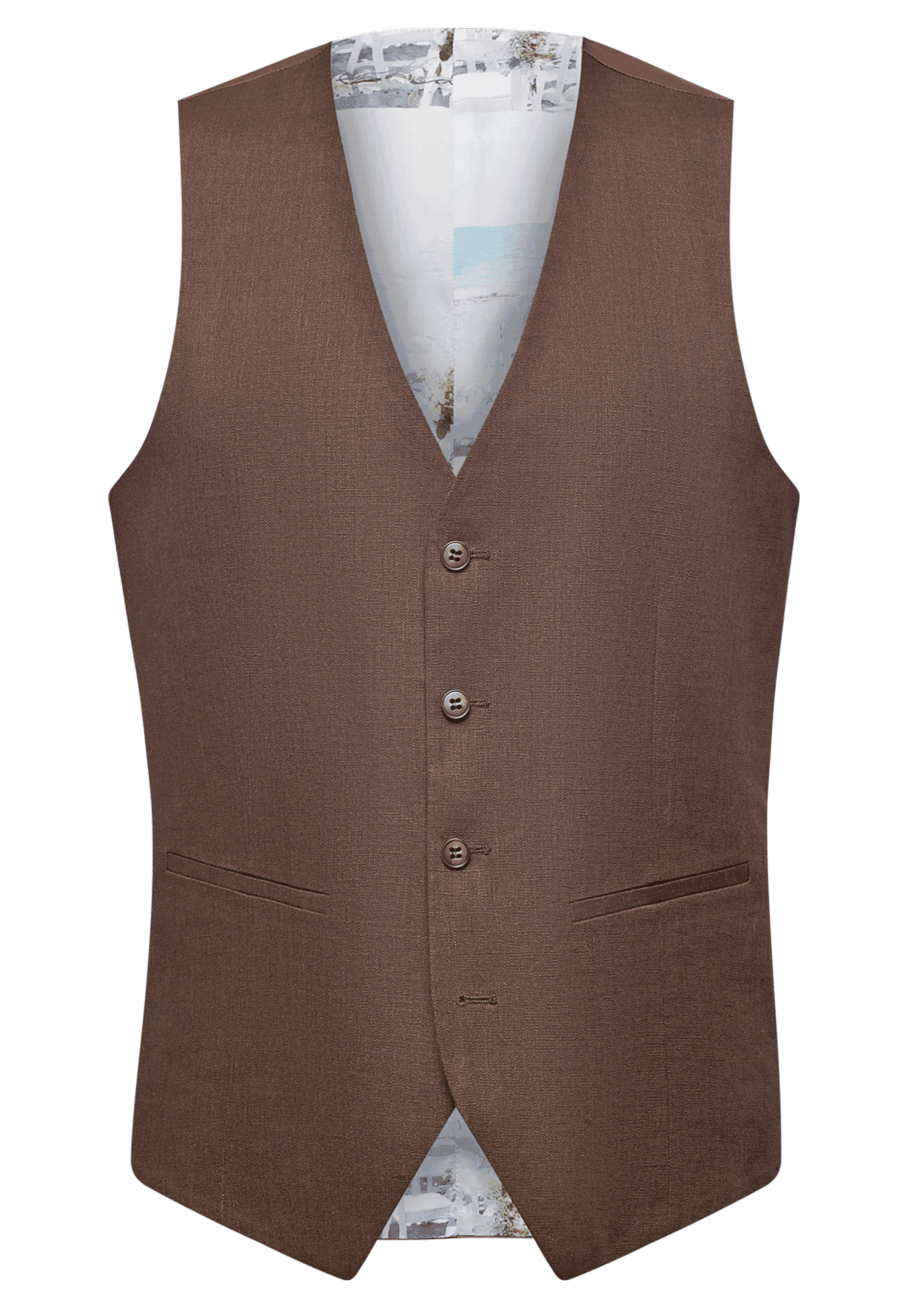 SL8 - Brown Linen Waistcoat - Harrys for Menswear