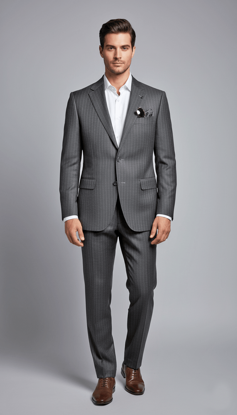 SW7 - Charcoal Abram Pin - Stripe Suit Jacket |Harrys for Menswear - Harrys for Menswear