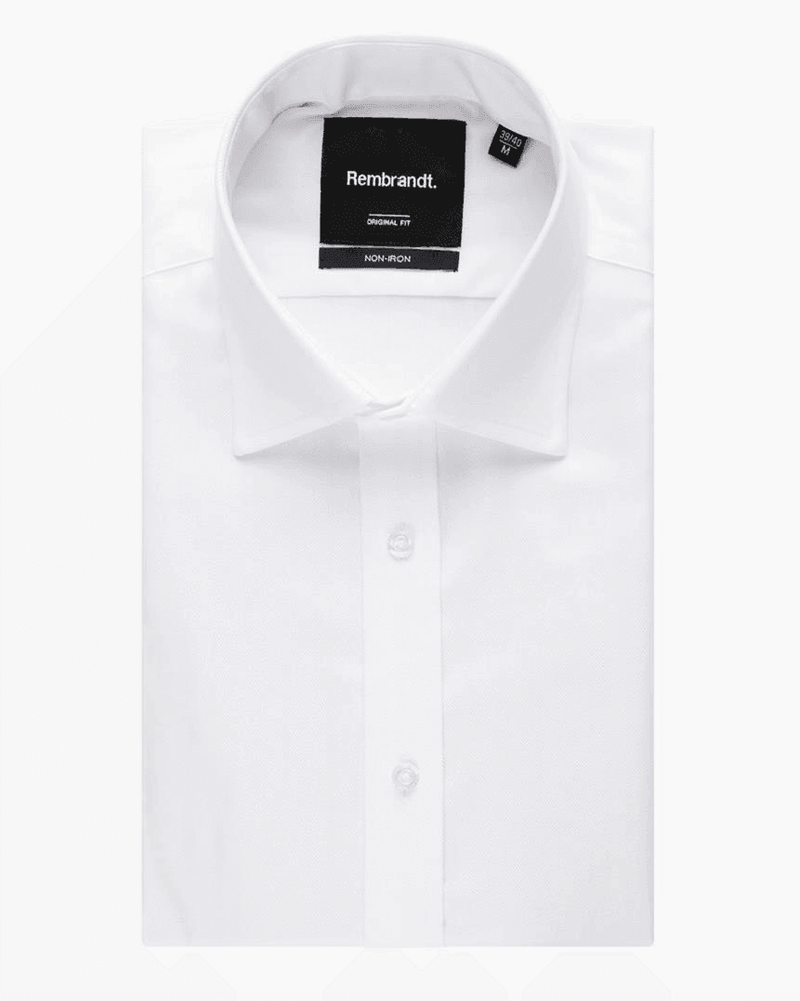 York White Herringbone Non - Iron Shirt - Harrys for Menswear