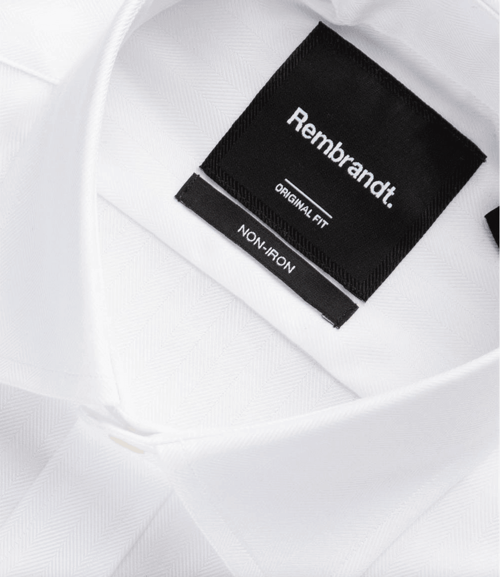 York White Herringbone Non - Iron Shirt - Harrys for Menswear