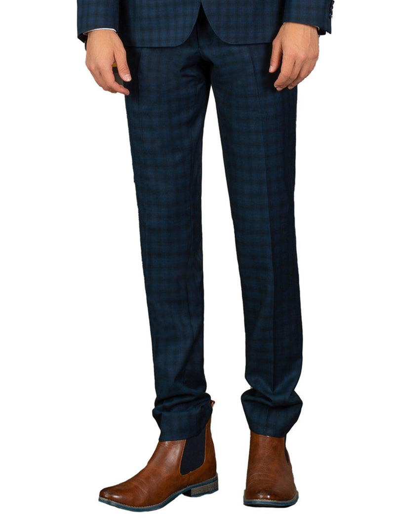 FT9 - Navy Check Jesse Slim - Fit Pant - Harrys for Menswear