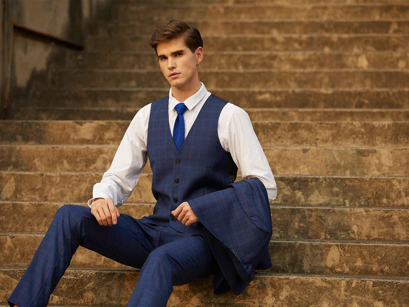 FW5 - Blue Saul Waist Coat - Harrys for Menswear